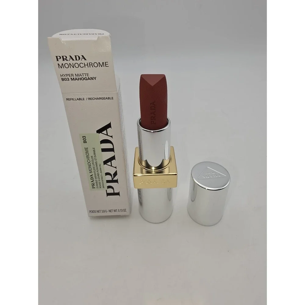 PRADA Monochrome Hyper Matte Lipstick B03 Mahogany Full Size Refillable 3.8g NIB